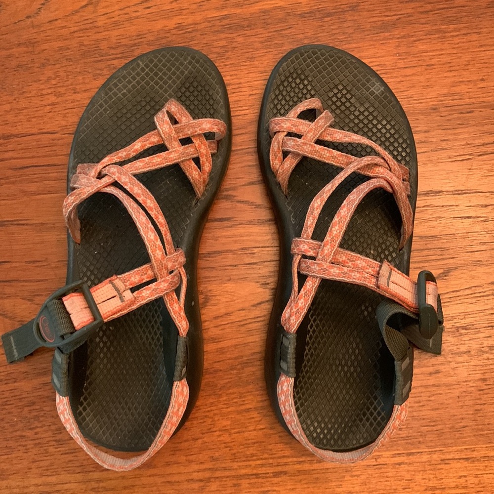 orange chacos sandals